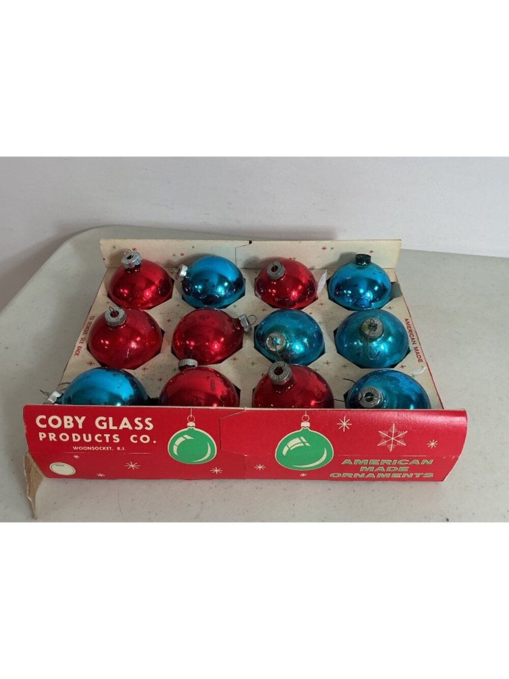 Vintage Coby American Made Glass Christmas Tree Ornaments Lot of 12